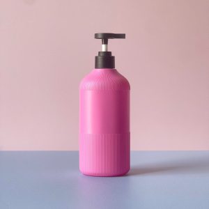 Chai Hồng Đậm Sọc HDPE vòi nhấn đen nhám