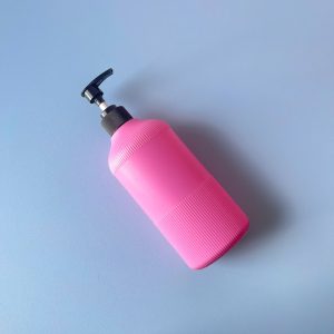 Chai hồng sọc HDPE vòi nhấn sọc đen