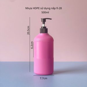 Chai hồng sọc HDPE vòi nhấn sọc đen