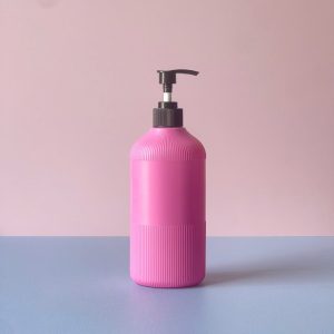 Chai hồng sọc HDPE vòi nhấn sọc đen