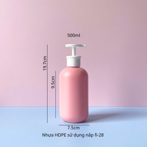 Chai HDPE hồng vòi nhấn dẹp