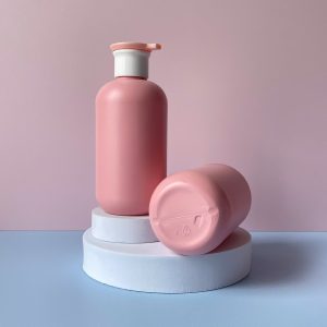 Chai HDPE hồng vòi nhấn dẹp