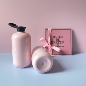 Chai PET Hồng nắp bật đen nhám 500ml