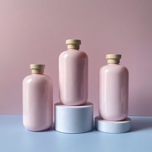 Chai PET Hồng nắp bật Nâu nhám 500ml