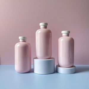 Chai PET Hồng nắp bật Trắng nhám