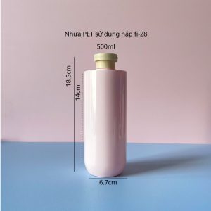 Chai PET Hồng vai ngang đáy bầu nắp bật Nâu 500ml