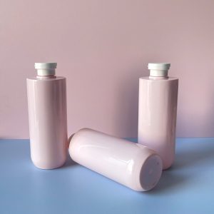 Chai PET Hồng vai ngang nắp bật Trắng