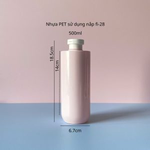 Chai PET Hồng vai ngang nắp bật Trắng