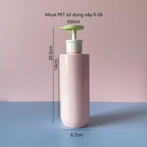 Chai PET Hồng vai ngang vòi nhấn dẹp Xanh