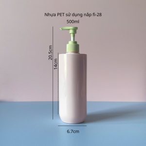 Chai PET hồng vai ngang vòi nhấn sóng xanh nhạt