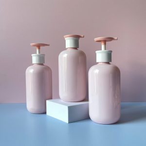 Chai PET Hồng tròn vòi nhấn dẹp Hồng