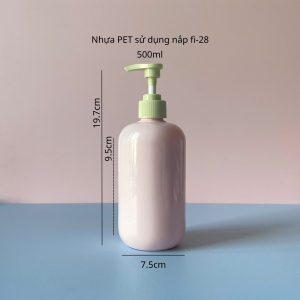 Chai PET Hồng vòi nhấn sóng sọc Xanh