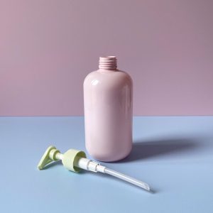 Chai PET Hồng vòi nhấn sóng sọc Xanh