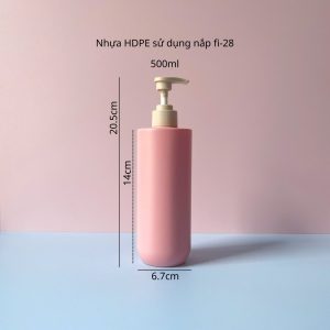 Chai nhựa HDPE hồng vai ngang vòi nhấn sóng nâu