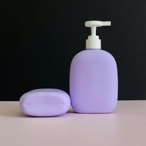 Chai HDPE thân tròn tím nắp dẹp trắng