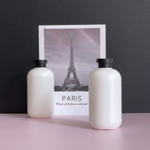 Chai HDPE tròn trắng nắp bật đen