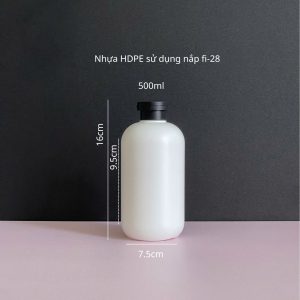 Chai HDPE tròn trắng nắp bật đen
