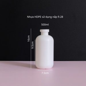 Chai HDPE tròn trắng nắp bật trắng