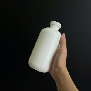 Chai HDPE tròn trắng nắp bật trắng