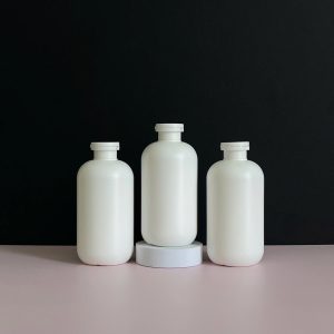 Chai HDPE tròn trắng nắp bật trắng