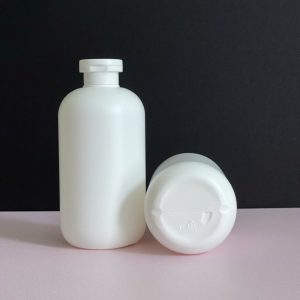 Chai HDPE tròn trắng nắp bật trắng