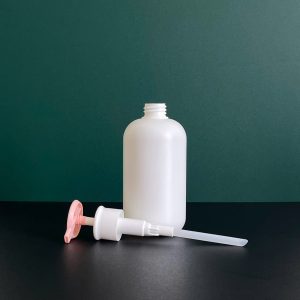 Chai HDPE tròn trắng vòi nhấn dẹp trắng hồng xanh