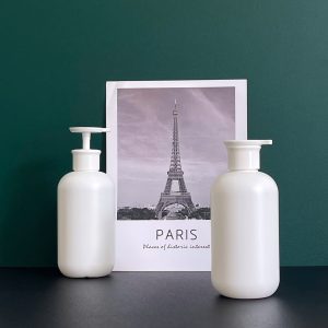 Chai HDPE tròn trắng vòi nhấn dẹp trắng hồng xanh