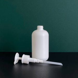 Chai HDPE tròn trắng vòi nhấn dẹp trắng hồng xanh