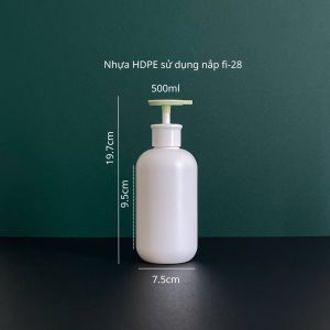 Chai HDPE tròn trắng vòi nhấn dẹp trắng hồng xanh