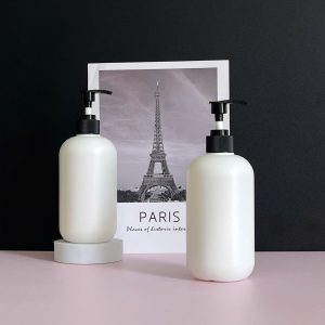 Chai HDPE tròn trắng vòi nhấn sóng