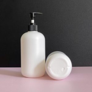 Chai HDPE tròn trắng vòi nhấn sóng