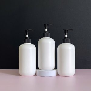 Chai HDPE tròn trắng vòi nhấn sóng