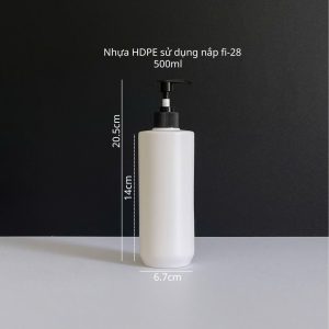 Chai HDPE trắng vai ngang vòi nhấn sọc