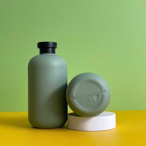 Chai HDPE tròn xanh đậm nắp bật đen