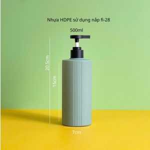 Chai HDPE 2 lớp xanh đậm vòi nhấn dẹp đen