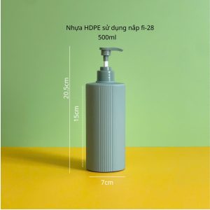 Chai HDPE sọc xanh đậm vòi nhấn sóng xanh