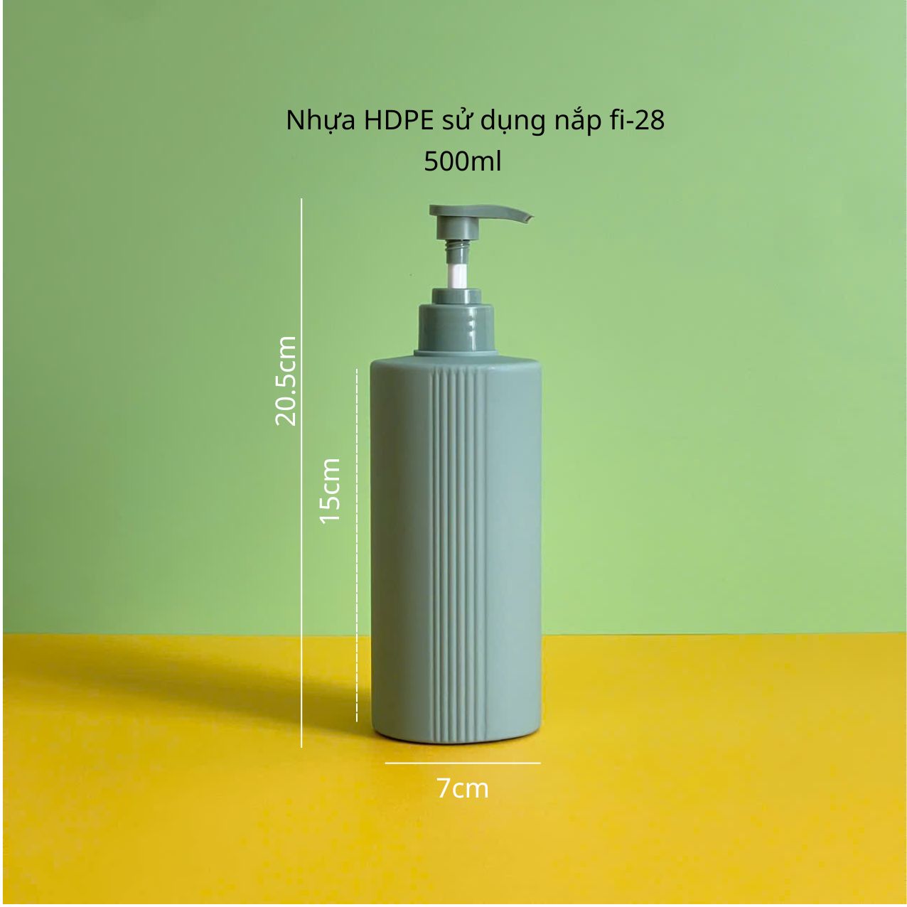Chai HDPE sọc xanh đậm vòi nhấn sóng xanh