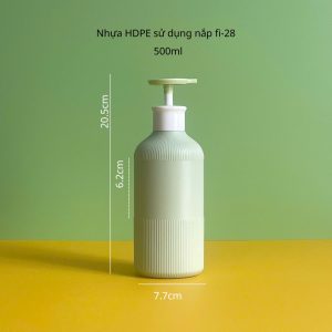Chai HDPE xanh sọc vòi nhấn dẹp xanh