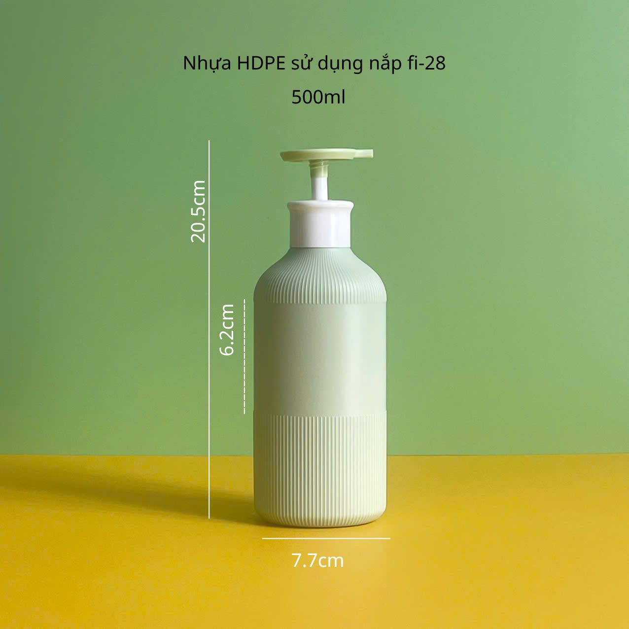 chai-hdpe-xanh-soc-nap-voi-nhan-dep-xanh-500ml- Chai HDPE xanh sọc vòi nhấn dẹp xanh