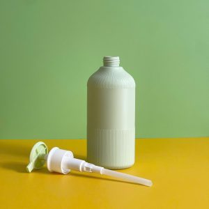 Chai HDPE xanh sọc vòi nhấn dẹp xanh