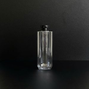 Chai PET vai ngang trong suốt nắp đen