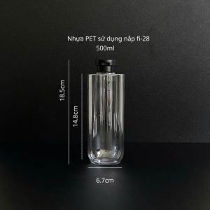Chai PET vai ngang trong suốt nắp đen