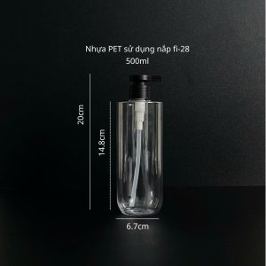 Chai PET vai ngang trong suốt vòi nhấn đen nhám