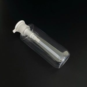 Chai PET vai ngang trong suốt vòi nhấn dẹp trắng