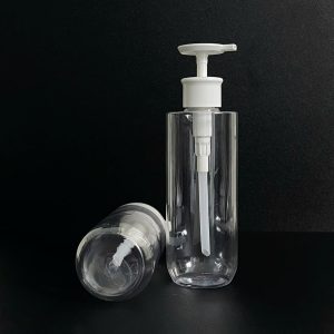 Chai PET vai ngang trong suốt vòi nhấn dẹp trắng