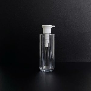 Chai PET vai ngang trong suốt vòi nhấn dẹp trắng