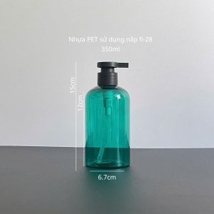 Chai PET xanh ngọc vòi nhấn dẹp đen nhám