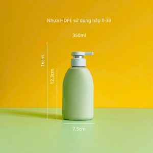 Chai HDPE xanh lá vai bầu tròn vòi nhấn xanh mint