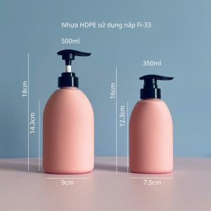 Chai HDPE hồng vai bầu tròn vòi nhấn sóng