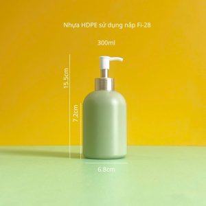 Chai HDPE xanh lá tròn lùn vòi nhấn kẹp trắng